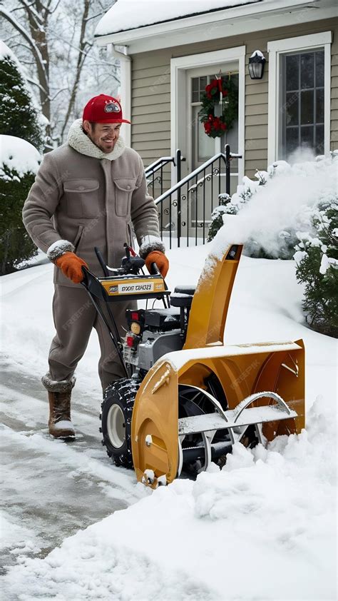 Thematic photo of a person operating a snow blower in a snowy environment