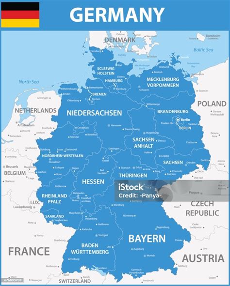 Mapa Niemiec z zaznaczonymi kluczowymi regionami dla transportu