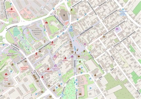 Mapa Jaworzna z zaznaczonymi obszarami inwestycji infrastrukturalnych.