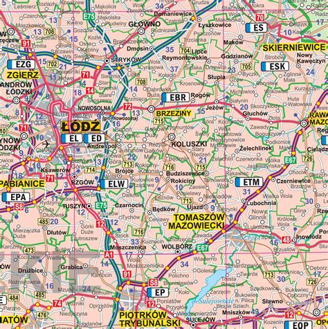 mapa drogowa z zaznaczonym Koninem i okolicznymi żwirowniami