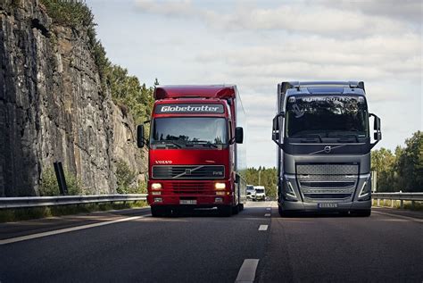 infografika przedstawiająca ewolucję modeli Volvo FH na przestrzeni lat