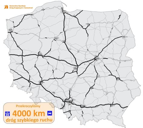 Mapa z zaznaczonymi głównymi trasami transportowymi w Polsce.