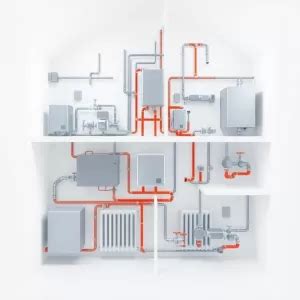 Schemat instalacji HVAC w budynku komercyjnym