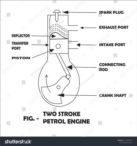 Technical diagram of a two-stroke engine