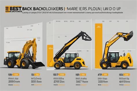 Infografika porównująca udźwig i siły robocze różnych modeli koparko-ładowarek