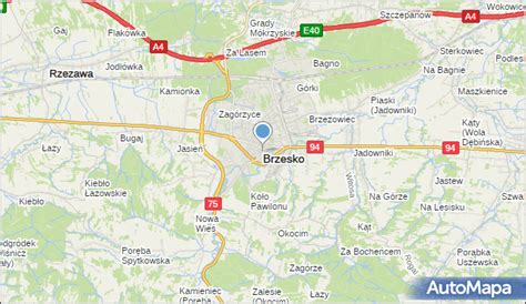 Mapa regionu Brzeska i Okocimia z zaznaczonymi strefami inwestycyjnymi