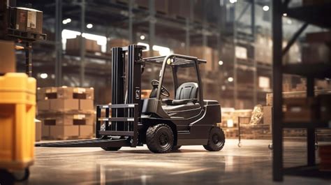 Thematic photo of a modern forklift working in a warehouse