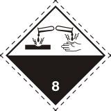 znak ostrzegawczy ADR dla substancji żrących (klasa 8)