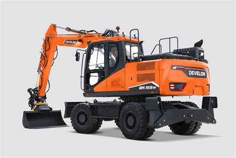 Wizualizacja elektrycznej koparki kołowej Develon DX160WE-7K
