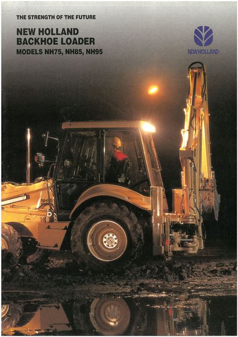 Thematic photo of a New Holland NH95 backhoe loader working on a construction site