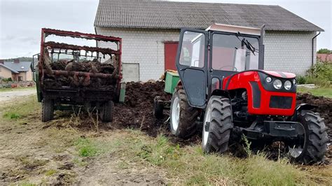 zdjęcie ładowacza Cyklop w akcji, załadowującego obornik