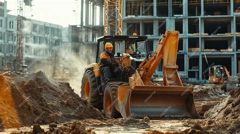 Thematic photo of a backhoe loader operating on a construction site in Opole.