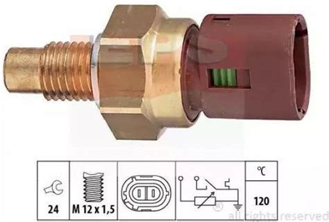 Zdjęcie czujnika temperatury cieczy chłodzącej z widocznym gwintem M14x1,5 mm i oznaczeniami