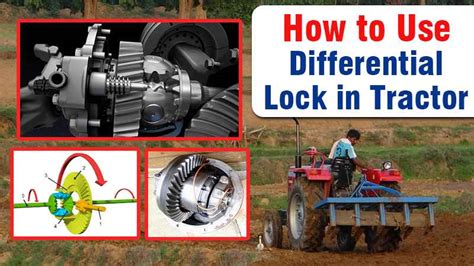 Infographic showing the differential lock mechanism in a tractor