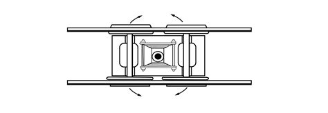 Schemat porównawczy promienia skrętu wózków 3-kołowych i 4-kołowych