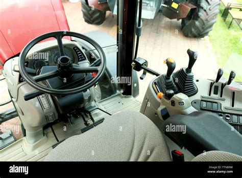 Interior view of a modern TYM tractor cabin