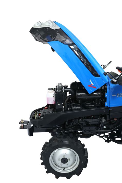 Schemat techniczny mini ciągnika SOLIS S16 z zaznaczonymi punktami serwisowymi