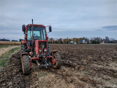 Tematyczne zdjęcie ciągnika MTZ-82 pracującego w polu