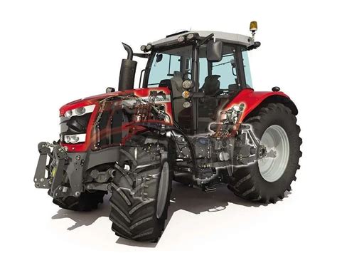 Schemat budowy ciągnika rolniczego Massey Ferguson serii 2600 z oznaczeniem głównych podzespołów