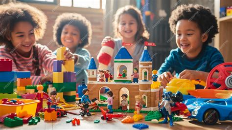 Thematic photo of children playing with a LEGO tractor