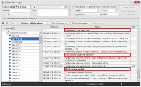 schemat dostępu do opisu KNR w programie Norma