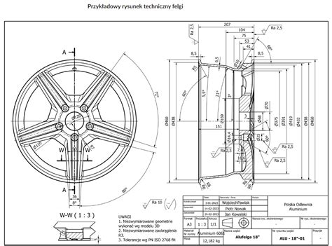 Infografika z przekrojem paska klinowego i jego wymiarami
