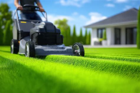 Thematic photo of a well-maintained garden with a lawn mower