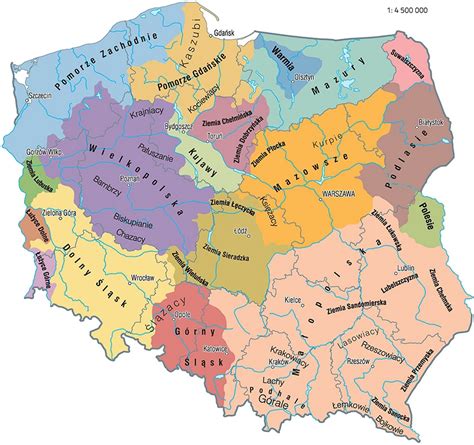 Mapa regionów etnograficznych Pomorza i Kujaw