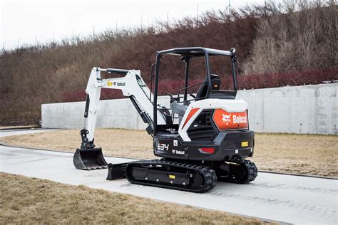 The Bobcat E34 mini excavator working on a construction site