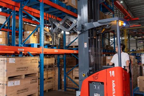 Thematic photo of electric forklifts in a modern warehouse