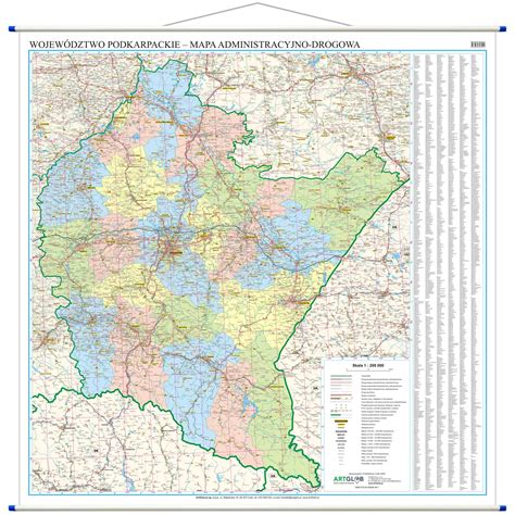 Mapa regionu Podkarpacia z zaznaczonymi miejscowościami występowania ogłoszeń o ciągnikach rolniczych
