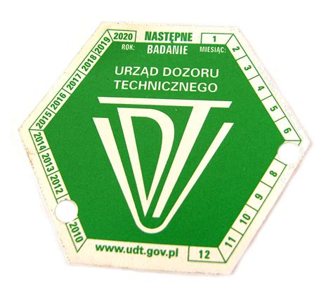 znak Urzędu Dozoru Technicznego (UDT) i certyfikat operatora wózka widłowego