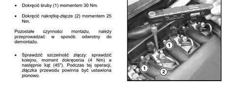 schemat prawidłowego montażu noża z momentem dokręcania