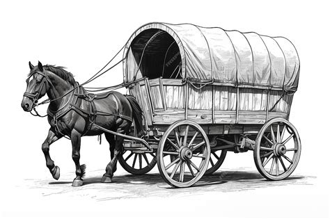 Historical illustration of a horse-drawn barrel wagon (beczkowóz) in a 19th-century city