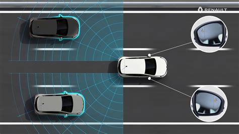 Infografika porównująca pole widzenia tradycyjnego lusterka i systemu MirrorCam, uwzględniająca eliminację martwego pola.
