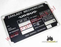 Tablica znamionowa ciągnika Ursus