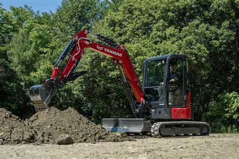 Thematic photo of Yanmar SV18 mini excavator working on a construction site