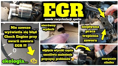 Infografika przedstawiająca typowe objawy awarii układu EGR