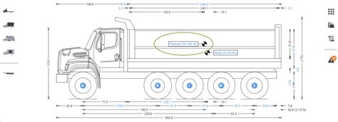 Technical drawing or schematic of a 4-axle tipper truck