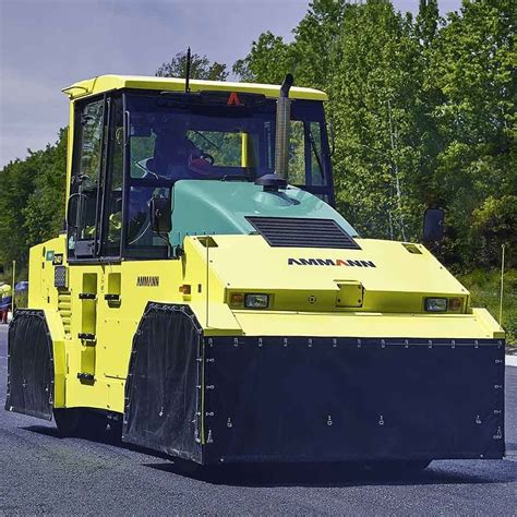 Thematic photo of a pneumatic road roller Ammann AP 240 at work on a construction site
