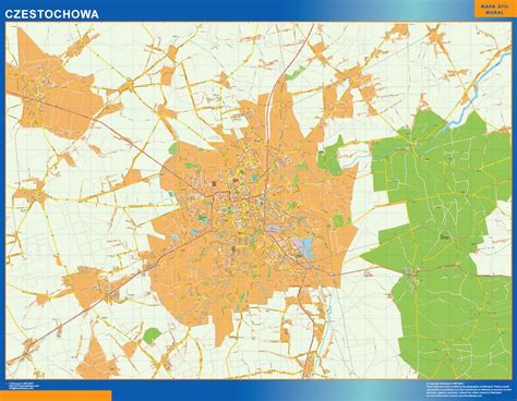 Mapa Częstochowy z zaznaczonymi obszarami dostaw