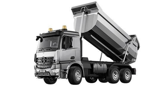 Thematic photo of a Mercedes-Benz tipper truck working on a construction site
