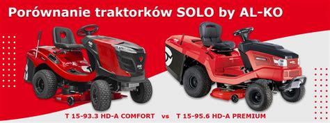 infografika porównująca cechy różnych modeli traktorków Solo by AL-KO
