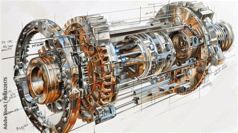 Scheme of a tractor gearbox cross-section comparing Renault and Carraro designs
