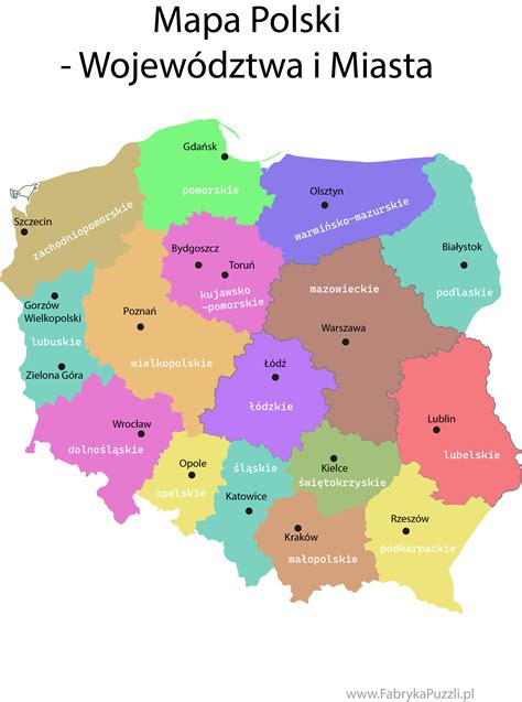 Mapa Polski z zaznaczonymi miejscowościami Janowiec