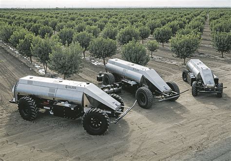 Autonomous GUSS sprayer operating in an orchard
