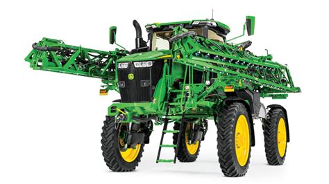 John Deere 332M self-propelled sprayer with a large boom in operation