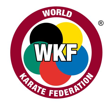 Infografika przedstawiająca strukturę i historię Światowej Federacji Karate (WKF) i jej związek z WUKO