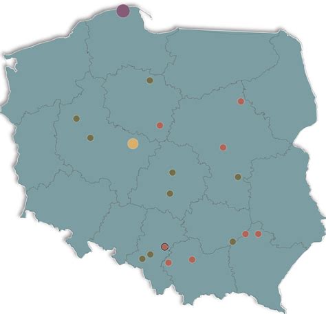 Mapa lokalizacji serwisowych JCB w Polsce