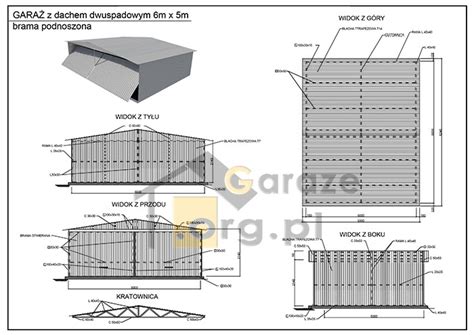 Schemat budowlany garażu z wymiarami